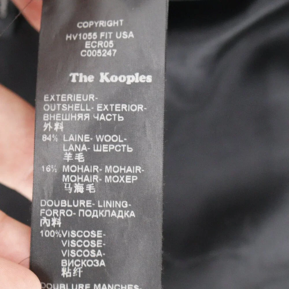 Kooples sport coat Mens 38 one button fitted single breasted check wool mohair
